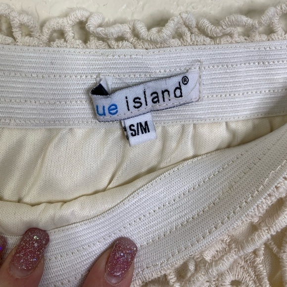 Blue Island/ Off white Crochet Mini Skirt/ Boho - Picture 6 of 7